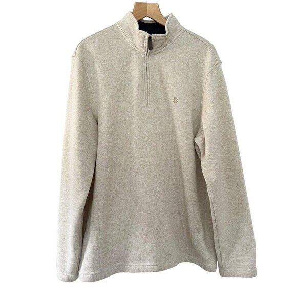 Izod Men's Sz XL Tan Quarter Zip Fleece Pullover Sweater - Picture 1 of 9